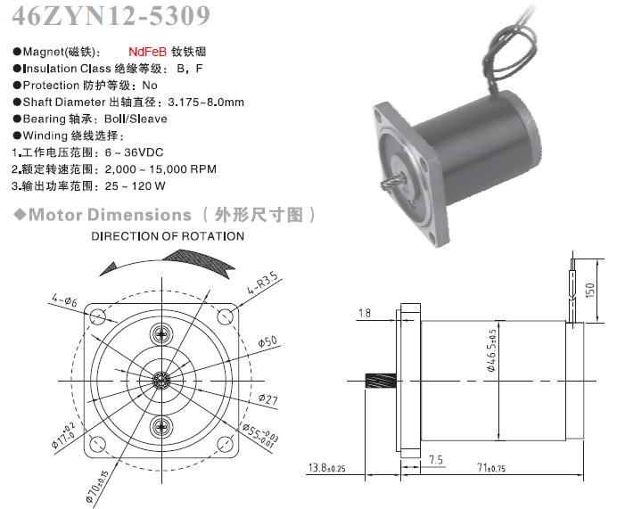 46 Series DC Brush Motor